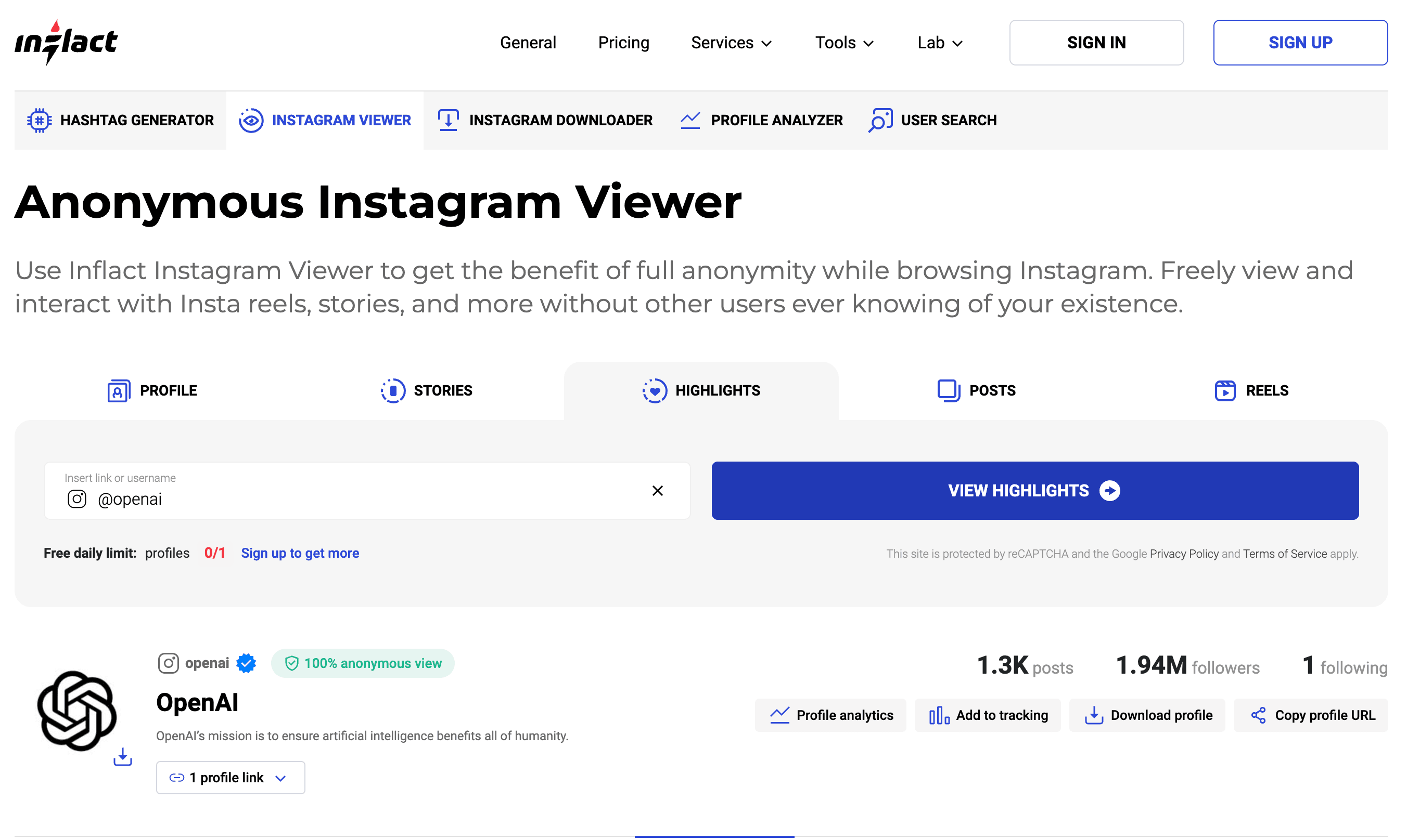 Instagram Highlight Viewer: Inflact