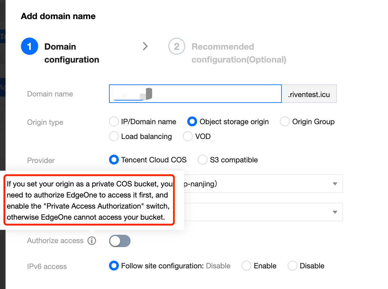 Add domain name configuration options for EdgeOne