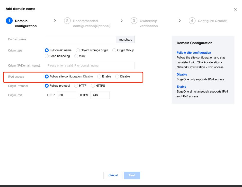 enable ipv6 access