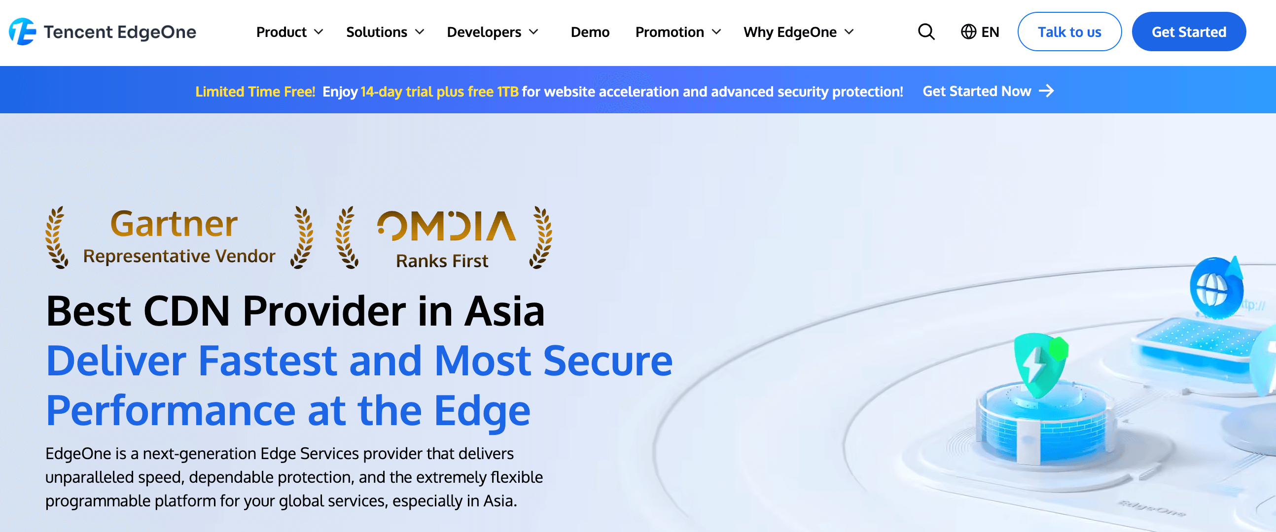 Tencent EdgeOne, Best CDN Provider in Asia, Fastest and Most Secure Performance, Gartner Representative Vendor, OMIA Ranks First, Edge Services