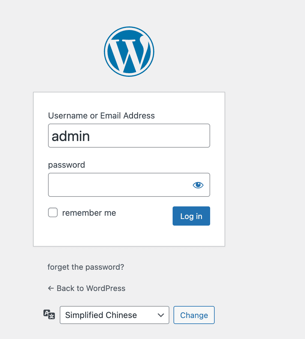 log in to wordpress